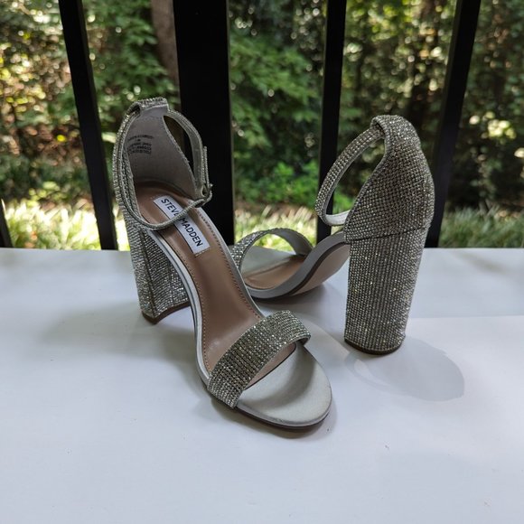STEVE MADDEN Carrson Heeled Sandals in Crystal Size 7.5 New - Picture 13 of 16
